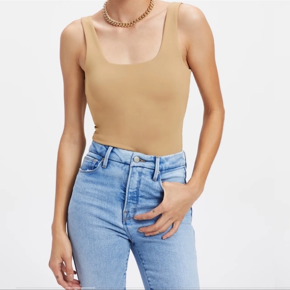 Good American Scuba Modern Tank Bodysuit Pecan Nude Size XL NWT